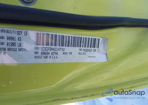 2013 Dodge Dart Rallye z USA, uszkodzony, nr VIN 1C3CDFBA4DD147743